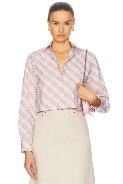 Burberry Long Sleeve Button Up Top In Floss Ip Check