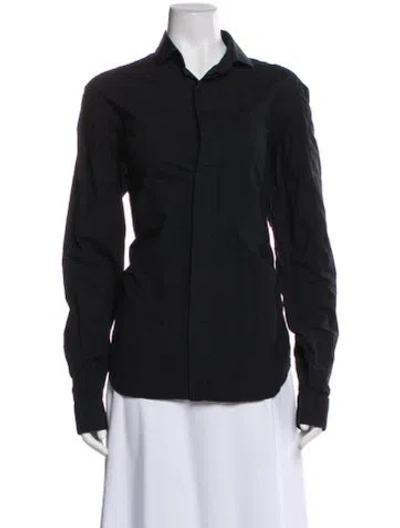 Pre-owned Burberry Long Sleeve Button-up Top In Blue