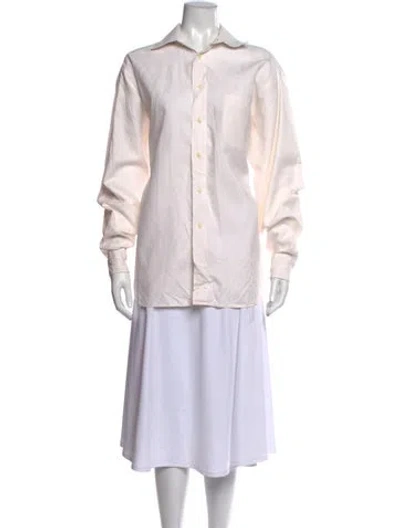 Pre-owned Burberry Long Sleeve Button-up Top In Pink