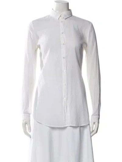 Pre-owned Burberry Long Sleeve Button-up Top In White