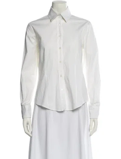 Pre-owned Burberry Long Sleeve Button-up Top In White