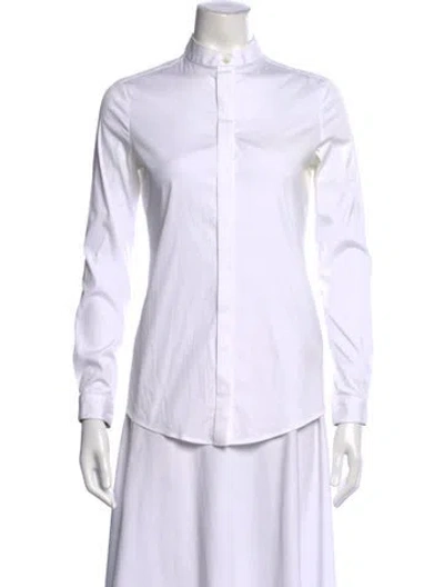 Pre-owned Burberry Long Sleeve Button-up Top In White