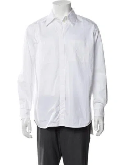 Pre-owned Burberry Long Sleeve Button-up Top In White