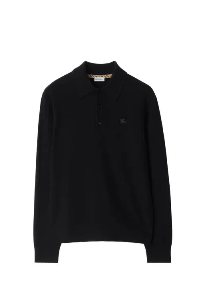 BURBERRY BURBERRY LONG-SLEEVE CASHMERE BLEND POLO SHIRT
