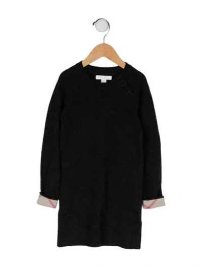Pre-owned Burberry Babies' Long Sleeve Cashmere Dress In Gray
