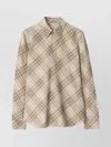 Burberry Women Beige Shirt With Pointed Collar And All-over Check Motif In Cotton Woman In Neutral