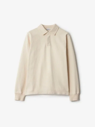 Burberry Long-sleeve Cotton Polo Shirt In Alpine