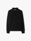 Burberry Long-sleeve Cotton Polo Shirt In Black