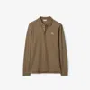 Burberry Long-sleeve Cotton Polo Shirt In Brown