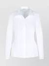 Burberry Long Sleeve Cotton Poplin Shirt With Collar In White