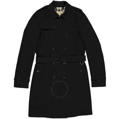 Burberry Long Sleeve Double Breasted Coat In Black