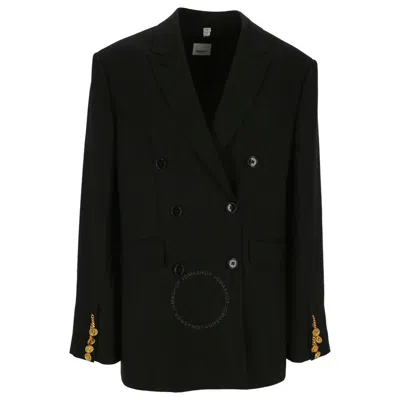 Burberry Long Sleeve Double Breasted Jacket In Black