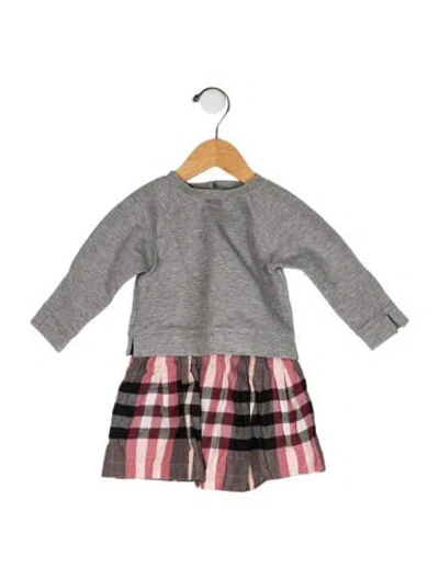 Pre-owned Burberry Babies' Long Sleeve Dress In Green