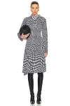 Burberry Degrade Wavy Check Long-sleeve Midi Dress In Monochrome