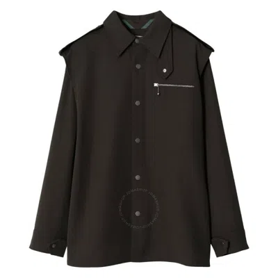 Burberry Long Sleeve Gabardine Wool Shirt