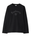 Burberry Long-sleeve Gothic Logo Cotton T-shirt In Black