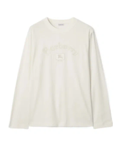 Burberry Long-sleeve Gothic Logo Cotton T-shirt In White