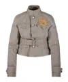Burberry Beige Jacket In Cotton Canvas With B Shield Emblem In Gray