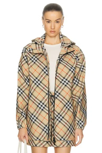 Burberry Long Sleeve Jacket In Sand Ip Check