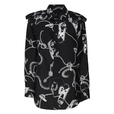 BURBERRY BURBERRY LONG-SLEEVE KNIGHT HARDWARE SILK SHIRT
