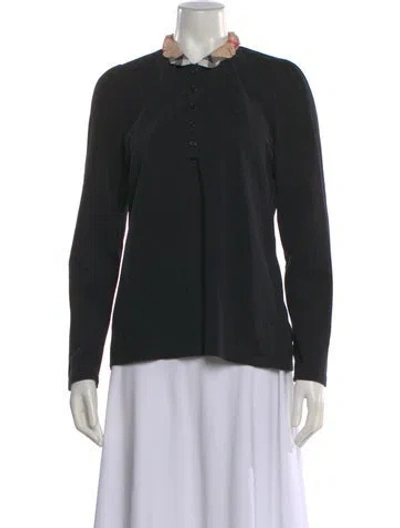 Pre-owned Burberry Long Sleeve Polo In Black