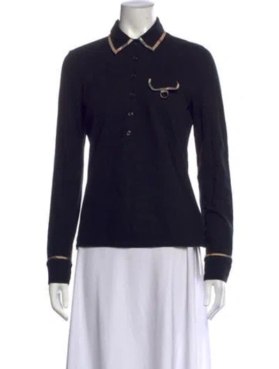 Pre-owned Burberry Long Sleeve Polo In Black