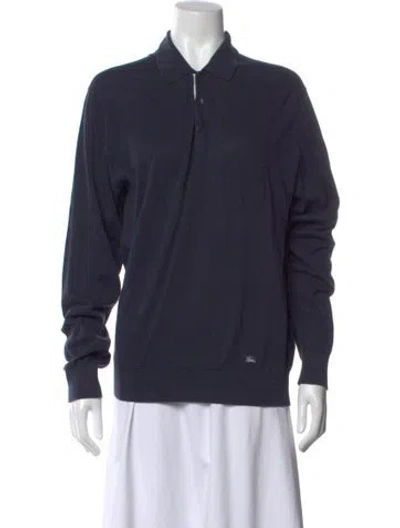 Pre-owned Burberry Long Sleeve Polo In Blue