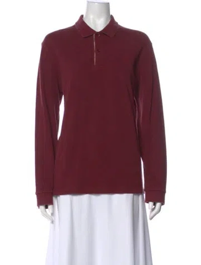 Pre-owned Burberry Long Sleeve Polo In Burgundy