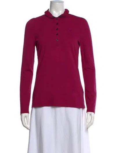 Pre-owned Burberry Long Sleeve Polo In Burgundy