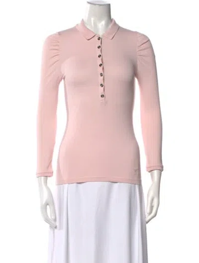 Pre-owned Burberry Long Sleeve Polo In Pink