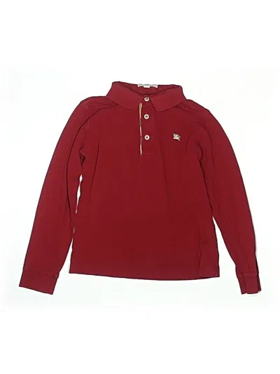 Pre-owned Burberry Kids' Long Sleeve Polo Shirt In Burgundy
