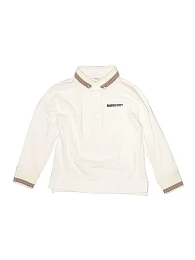 Pre-owned Burberry Kids' Long Sleeve Polo Shirt In Ivory