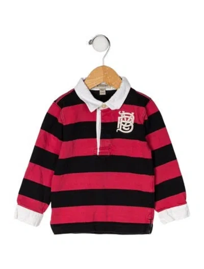 Pre-owned Burberry Babies' Long Sleeve Polo Shirt In Red
