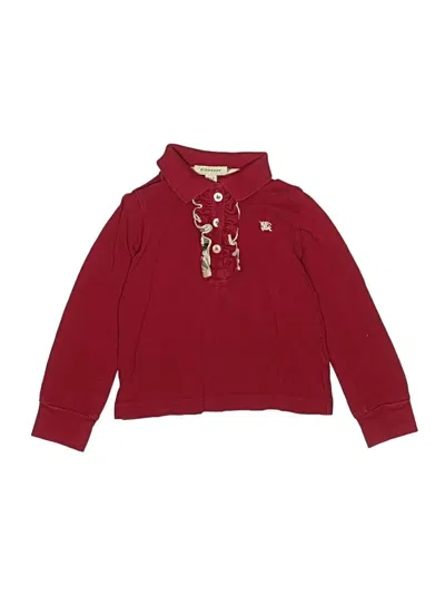 Pre-owned Burberry Kids' Long Sleeve Polo Shirt In Red