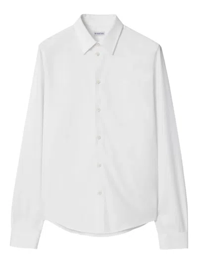 Burberry Cotton Poplin Ekd-embroidered Formal Shirt In White