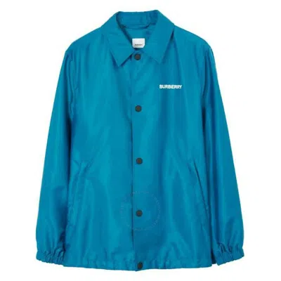 Burberry Long Sleeve Slogan Print Jacket In Blue