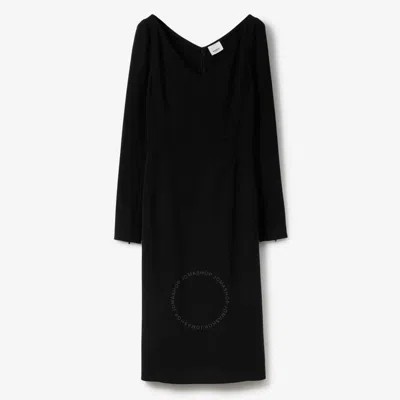 Burberry Long-sleeve Stretch Viscose Cady Dress In Black