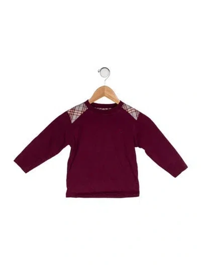 Pre-owned Burberry Babies' Long Sleeve T Shirt In Burgundy