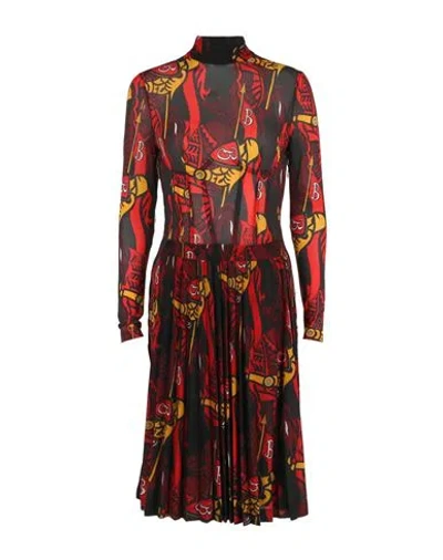 Burberry Long Sleeve Trapeze Dress Woman Midi Dress Multicolored Size 6 Viscose, Polyamide In Black