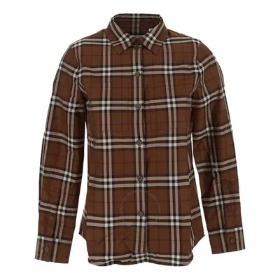 Burberry Long Sleeve Vintage Check Pattern Shirt In Brown