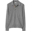 Burberry Long-sleeve Wool Polo Shirt In Gray