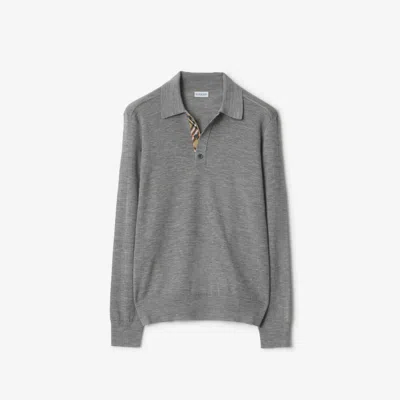BURBERRY BURBERRY LONG-SLEEVE WOOL POLO SHIRT