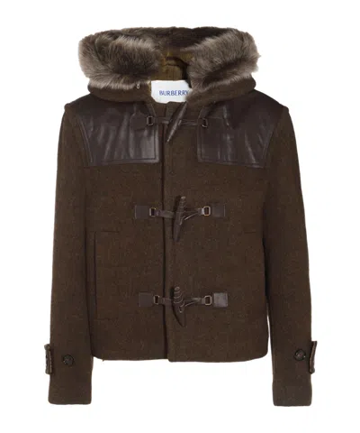 BURBERRY BURBERRY FAUX FUR-TRIMMED HOOD DUFFLE JACKET