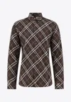 Burberry Long-sleeved Check Shirt In Black