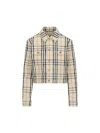 Burberry Cropped Checkered Jacket For In Grain Ip Check
