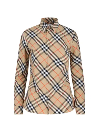 Burberry Long Sleeved Checked Buttoned Shirt In Multi