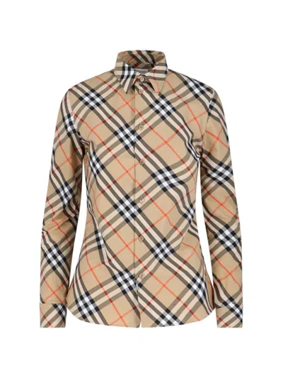 BURBERRY LONG-SLEEVED CHECKED BUTTONED SHIRT