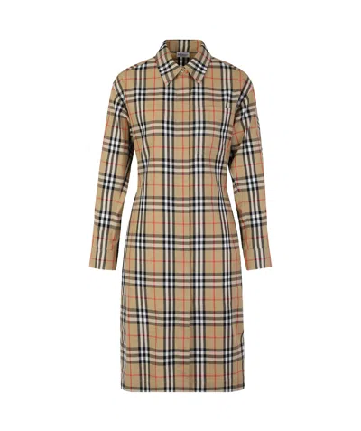 Burberry Plaid Dress In Brown