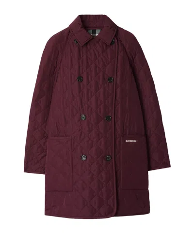 Burberry Long-sleeved Coat In Burgundy