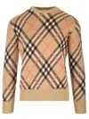 Burberry Embroidered Stretch Wool Blend Sweater In Brown
